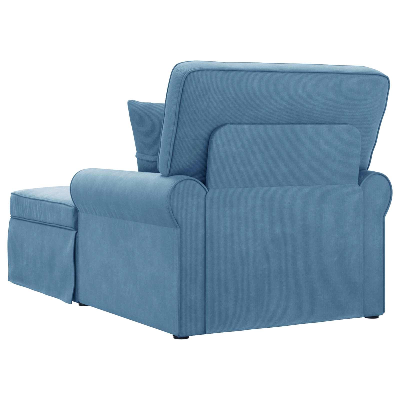 Chaise lounge med volant med pude med pude 3 pcs Blå Velourstof