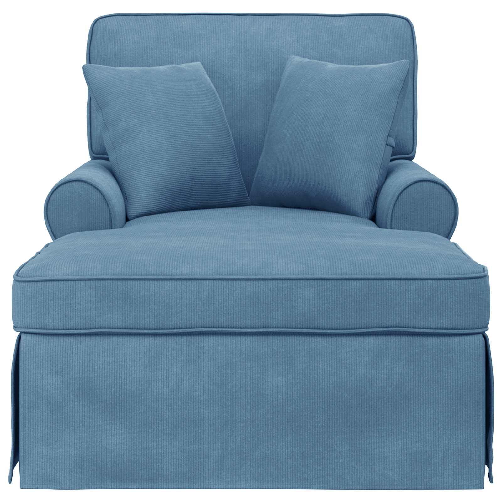 Chaise lounge med volant med pude med pude 3 pcs Blå Velourstof