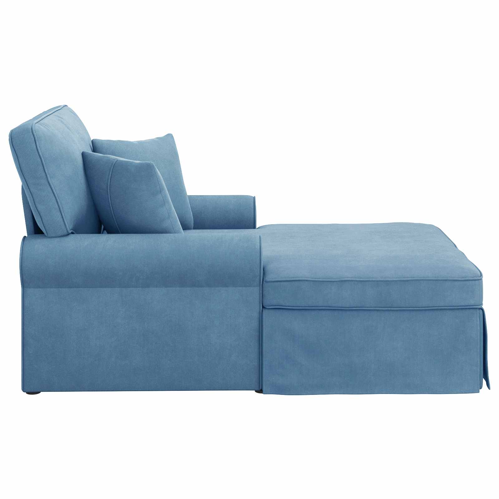 Chaise lounge med volant med pude med pude 3 pcs Blå Velourstof