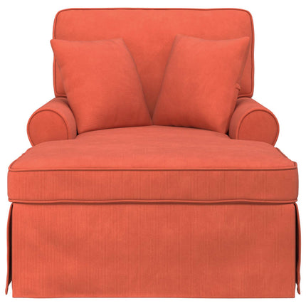 Chaise lounge med volant 3 stk. Rød orange Velourstof