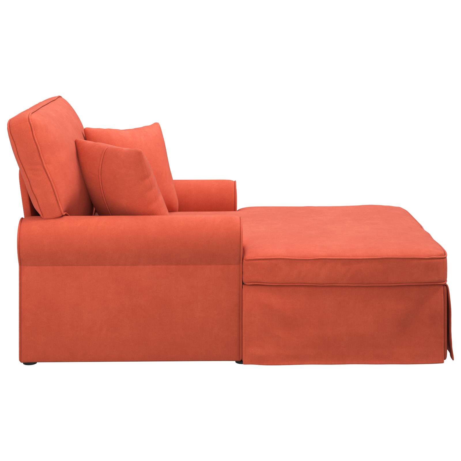 Chaise lounge med volant med pude 3 pcs Rød orange Velourstof