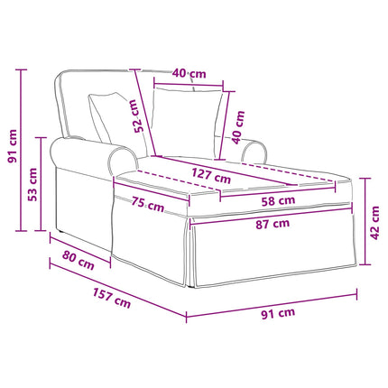 Chaise lounge med volant med pude Lysegrå 157 x 91 x 91 cm ARES