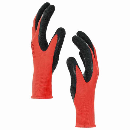 Arbejds handsker 12 pcs Rød og Sort 7 / S Latexbelægning