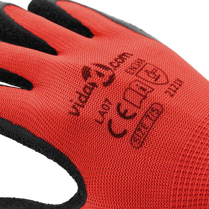 Arbejds handsker 24 pcs Rød og Sort 7 / S Latexbelægning