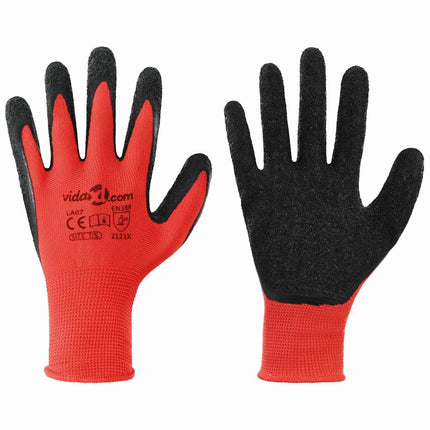 Arbejds handsker 24 pcs Rød og Sort 7 / S Latexbelægning