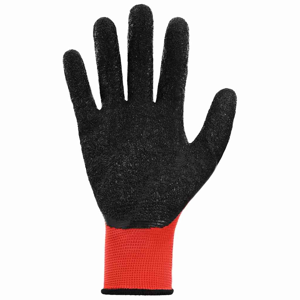 Arbejds handsker 12 pcs Rød og Sort 10 / xl Latexbelægning