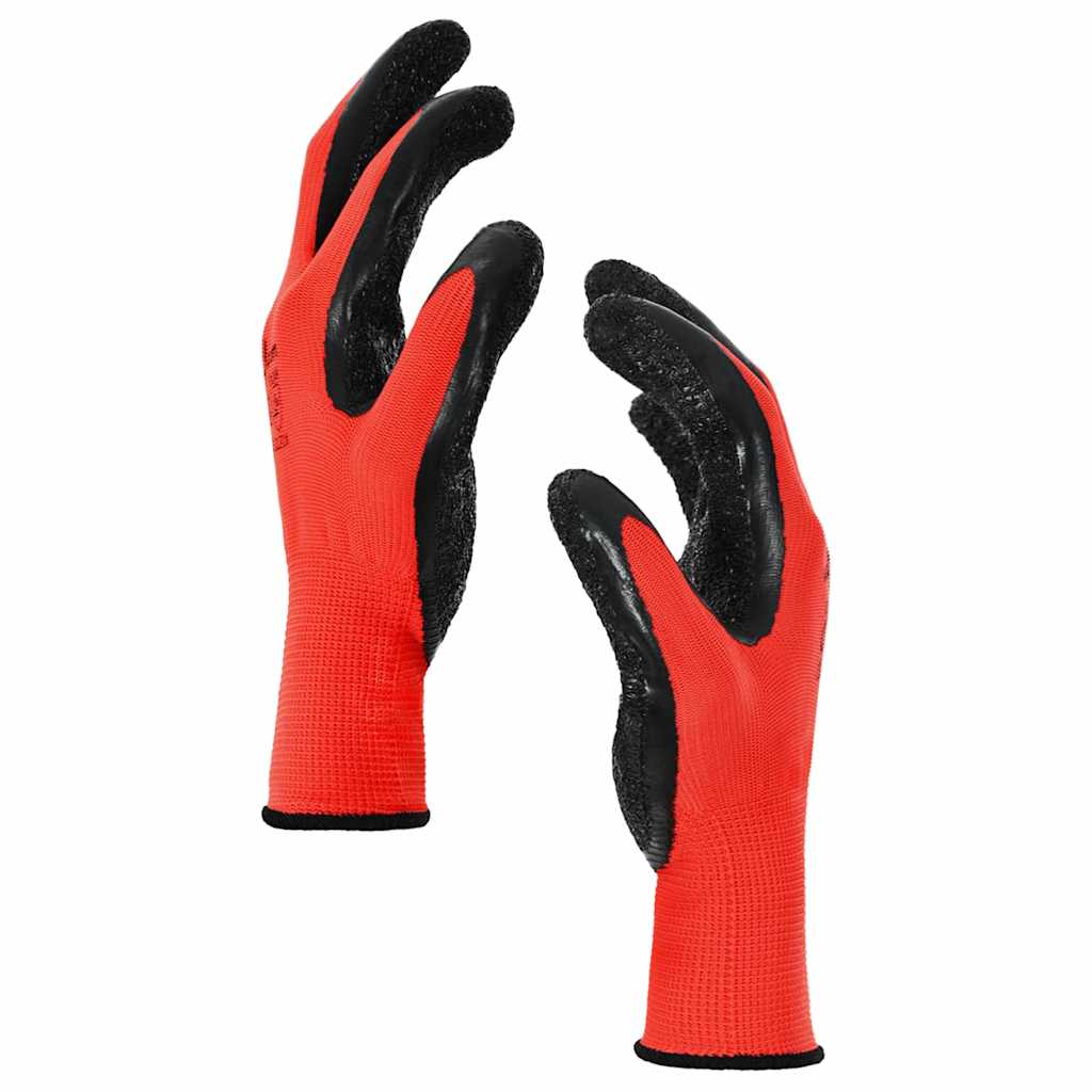 Arbejds handsker 24 pcs Rød og Sort 10 / xl Latexbelægning