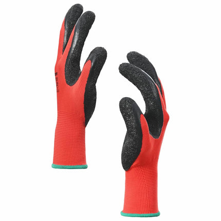 Arbejds handsker 12 stk. Rød og Sort 11 / XXL Latexbelægning