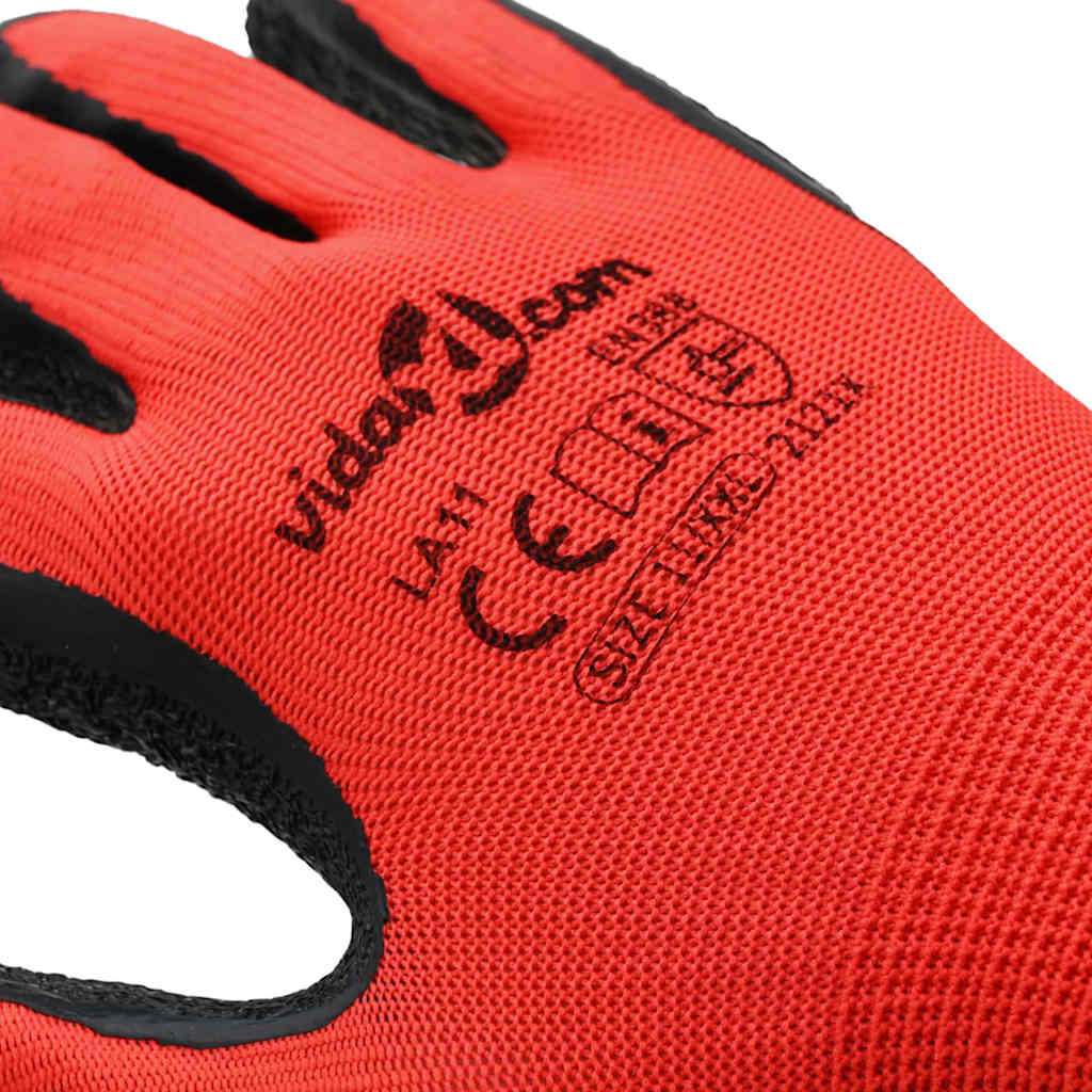 Arbejds handsker 24 pcs Rød og Sort 11 / XXL Latexbelægning