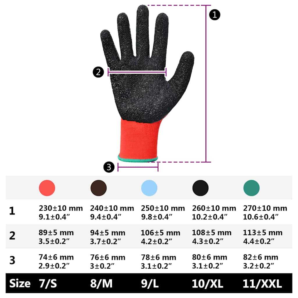 Arbejds handsker 24 pcs Rød og Sort 11 / XXL Latexbelægning