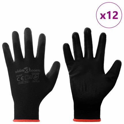 Arbejds handsker 12 pcs Sort 7 / S Polyester