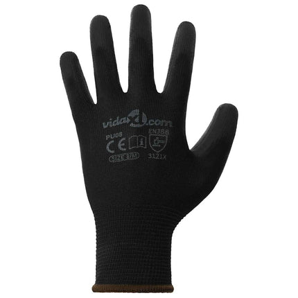 Arbejds handsker 12 pcs Sort 8 / m Polyester