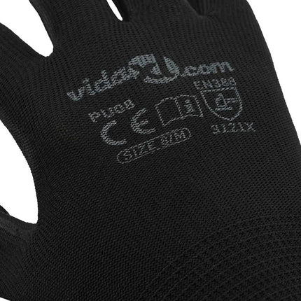 Arbejds handsker 24 pcs Sort 8 / m Polyester