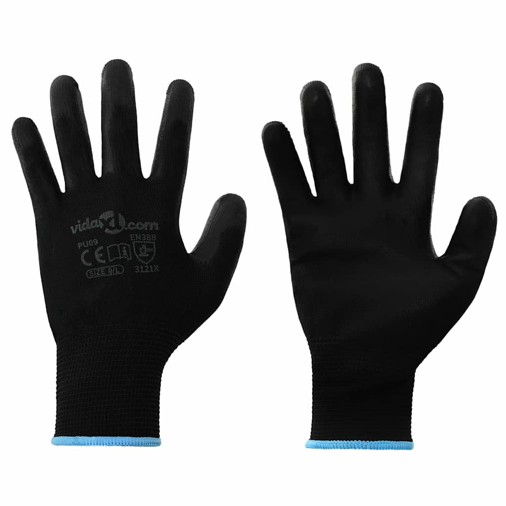 Arbejds handsker 24 pcs Sort 9 / l Polyester