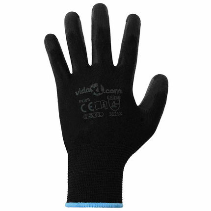 Arbejds handsker 24 pcs Sort 9 / l Polyester