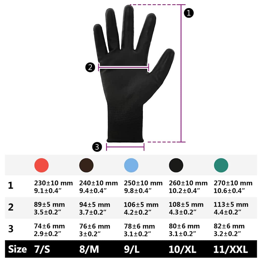 Arbejds handsker 24 pcs Sort 10 / xl Polyester