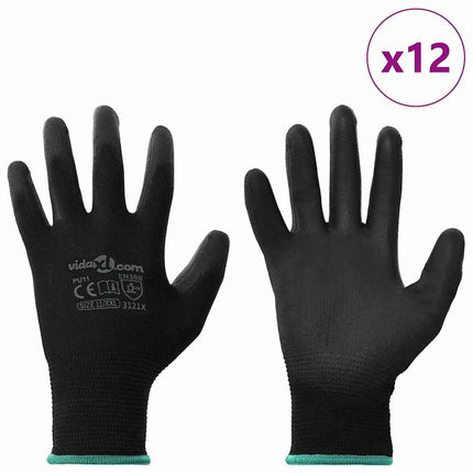 Arbejds handsker 12 pcs Sort 11 / XXL Polyester