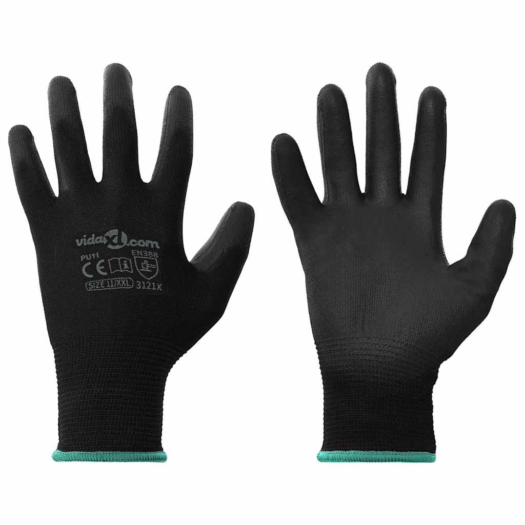 Arbejds handsker 24 pcs Sort 11 / XXL Polyester