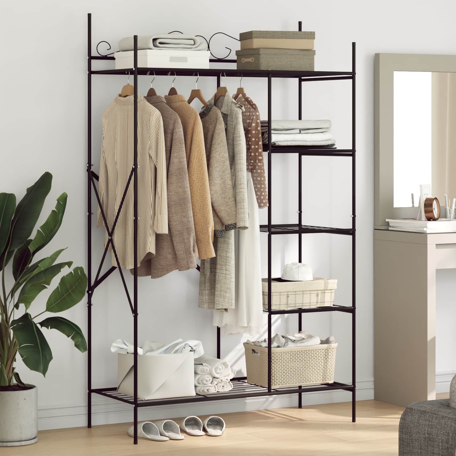 Åben Garderobe med hylde Sort 104,5 x 45 x 172 cm Stål
