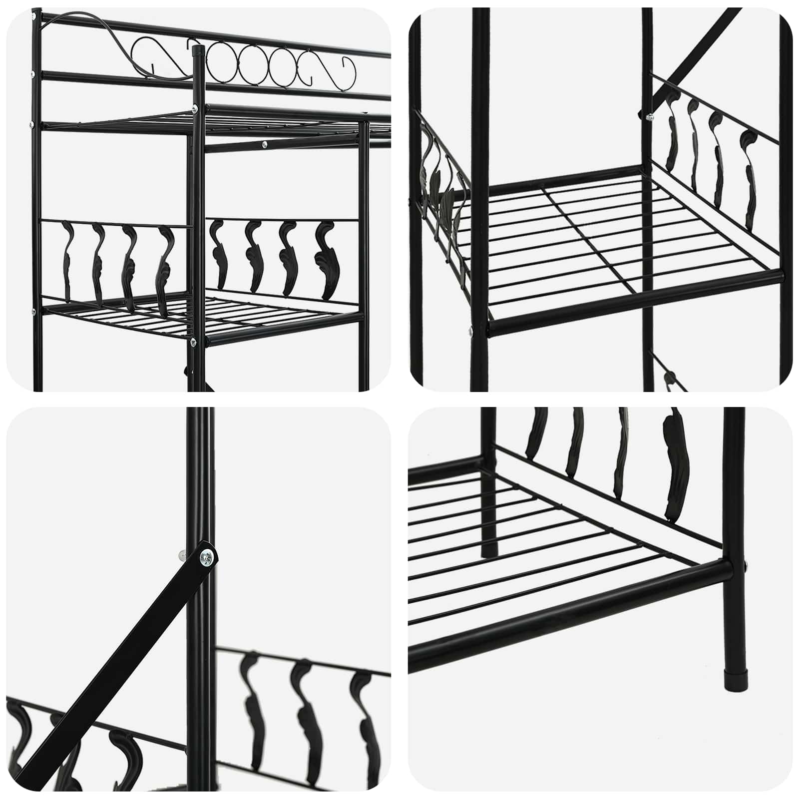 Åben Garderobe med hylde Sort 100 x 43 x 188 cm Stål