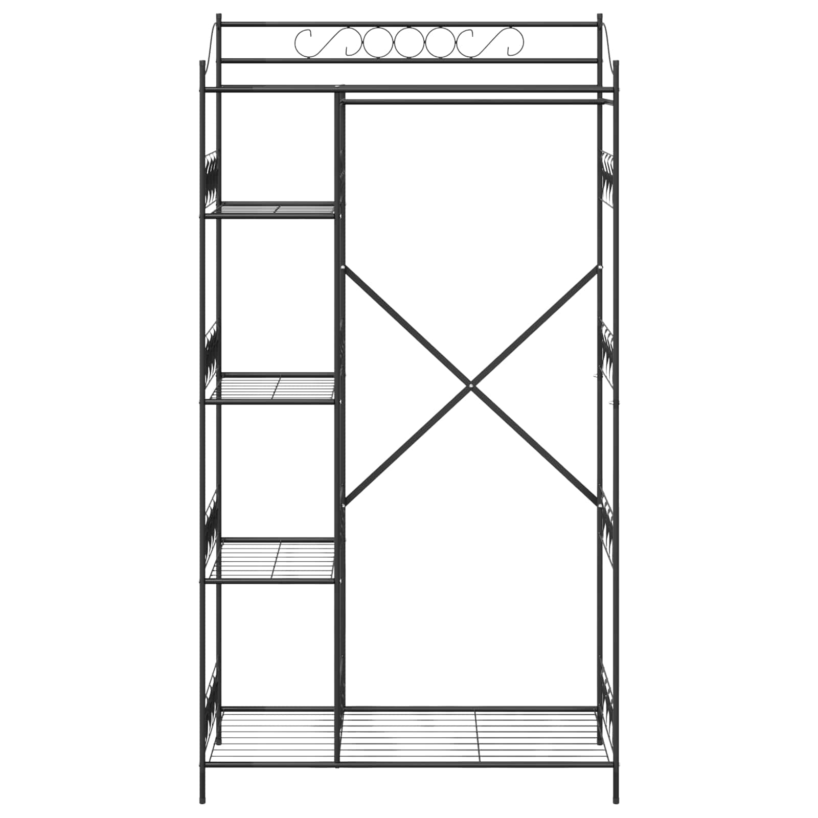 Åben Garderobe med hylde Sort 100 x 43 x 188 cm Stål