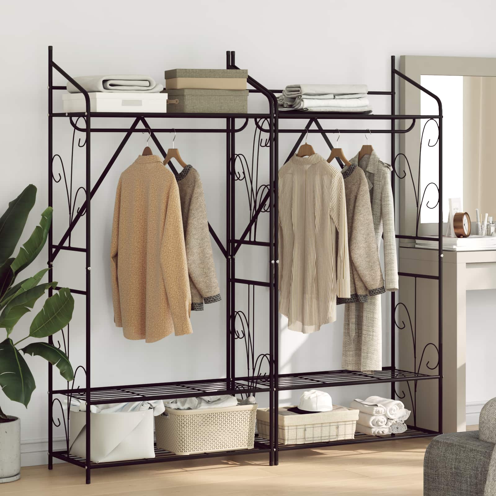 Åben garderobe - sæt á 2, ensfarvet metal 78 × 36 × 158 cm