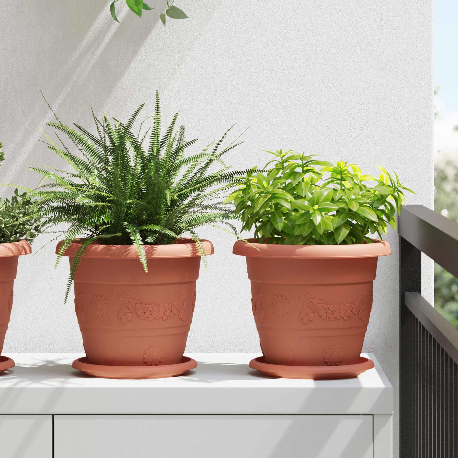 Plantepotter 6 pcs Mursten Rød Ø 22 x 18 cm Plastik