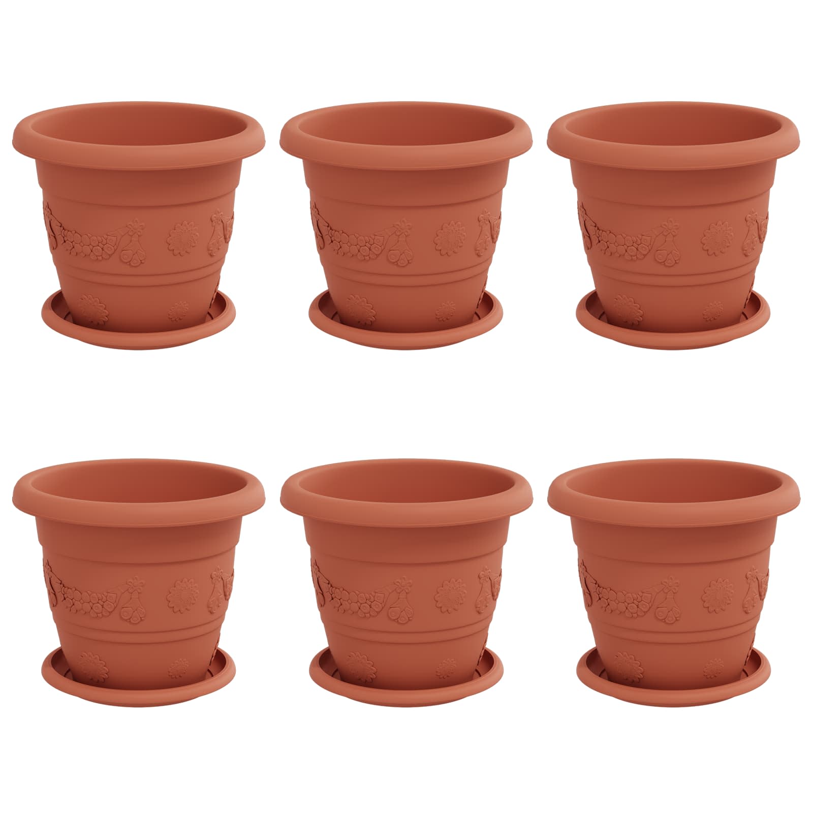 Plantepotter 6 pcs Mursten Rød Ø 22 x 18 cm Plastik