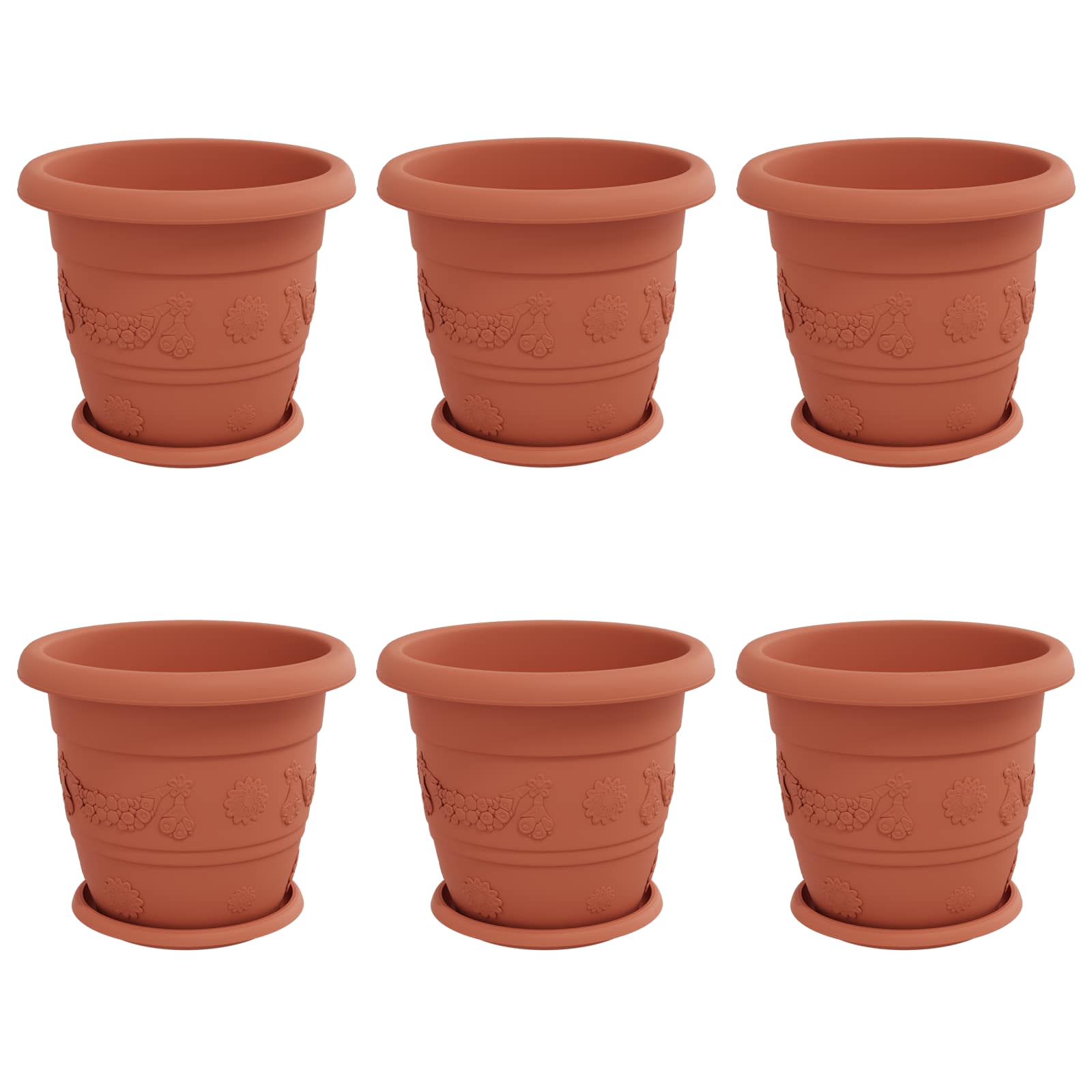 Plantepotter 6 pcs Mursten Rød Ø 30 x 25 cm Plastik