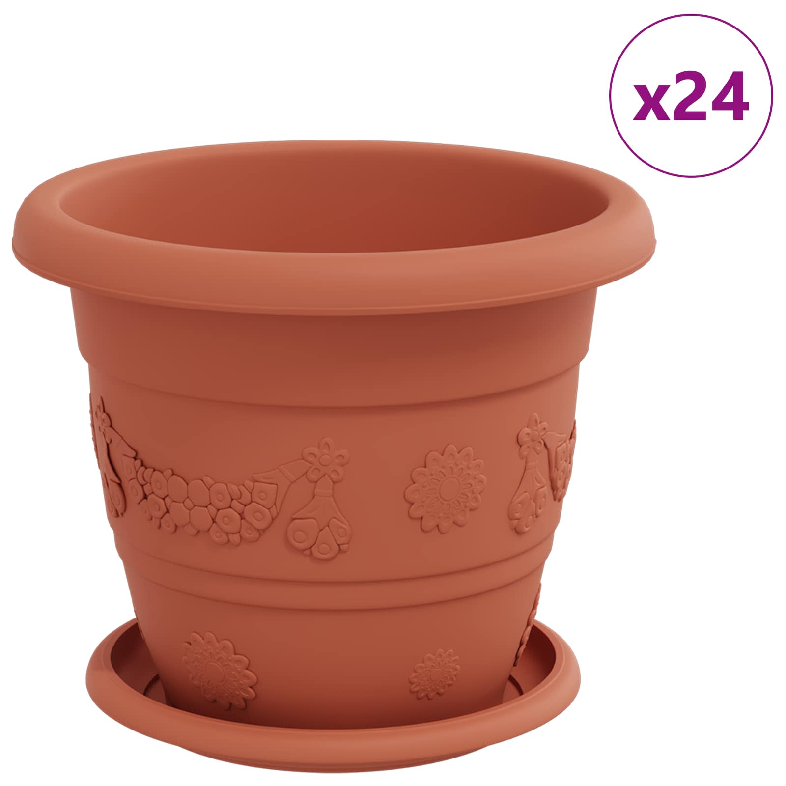 Plantepotter 24 pcs Mursten Rød Ø 22 x 18 cm Plastik