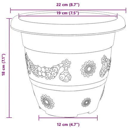 Plantepotter 24 stk. Mursten Rød Ø 22 x 18 cm Plastik