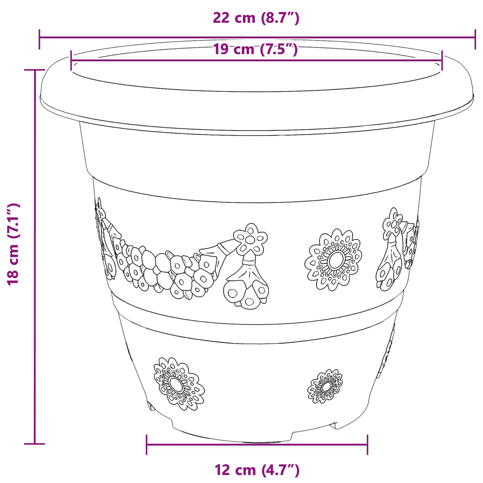 Plantepotter 24 pcs Mursten Rød Ø 22 x 18 cm Plastik