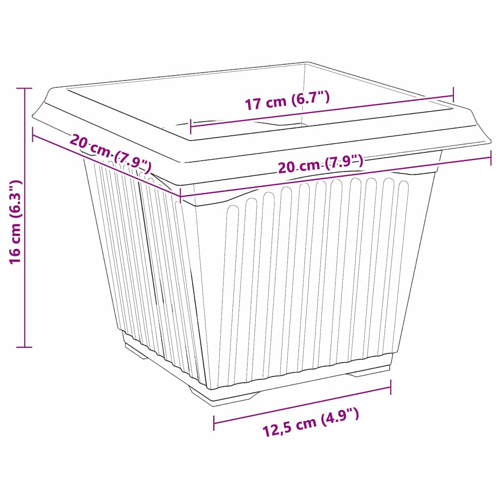 Plantepotter 6 pcs Mursten Rød 20 x 20 x 16 cm Plastik