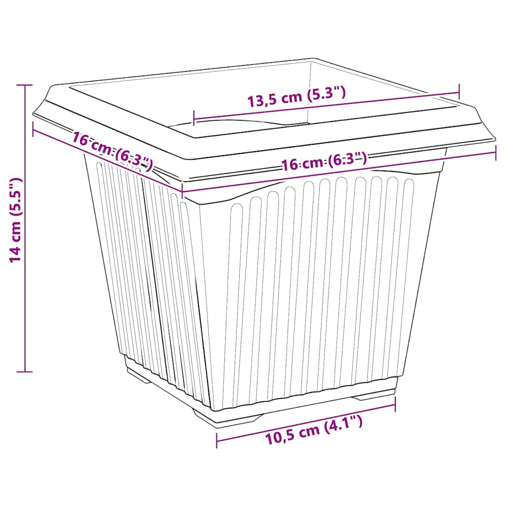 Plantepotter 24 pcs Mursten Rød 16 x 16 x 14 cm Plastik