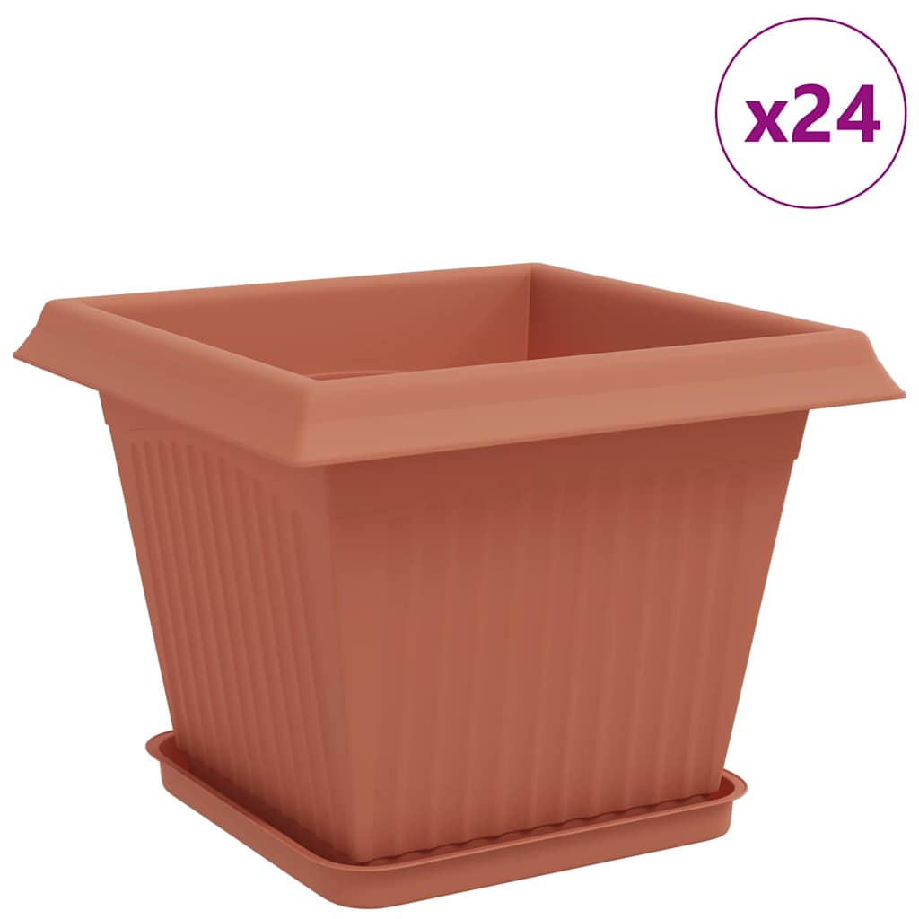 Plantepotter 24 pcs Mursten Rød 28,5 x 28,5 x 22 cm Plastik