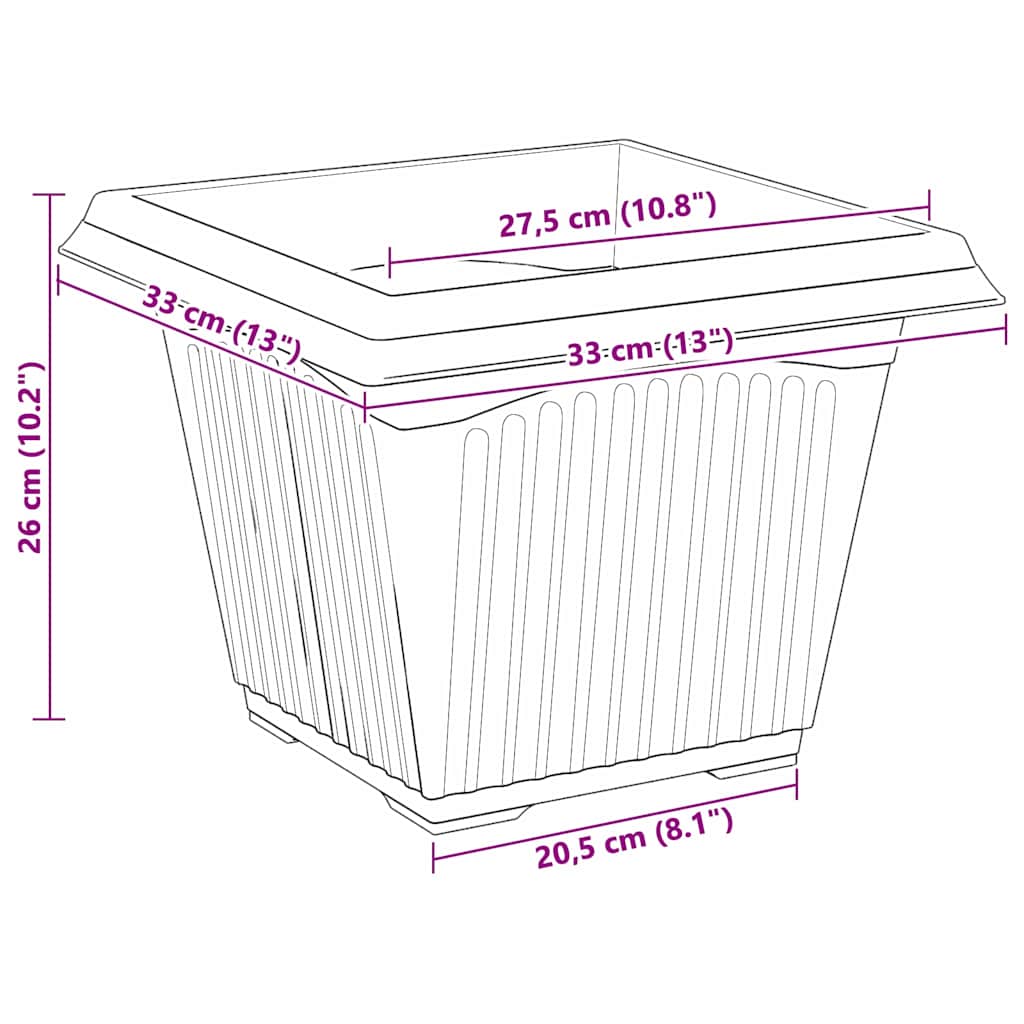 Plantepotter 24 pcs Mursten Rød 33 x 33 x 26 cm Plastik