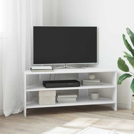 HjørneTVskab Højglans Hvid 102x40,5x45cm Konstrueret træ