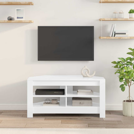 HjørneTVskab 102 x 40,5 x 45 cm Hvid Konstrueret træ