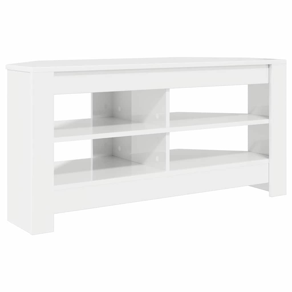 HjørneTVskab Højglans Hvid 102 x 40,5 x 45 cm Konstrueret træ