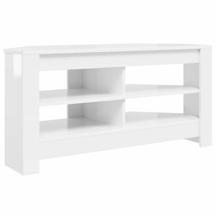 HjørneTVskab Højglans Hvid 102 x 40,5 x 45 cm Konstrueret træ