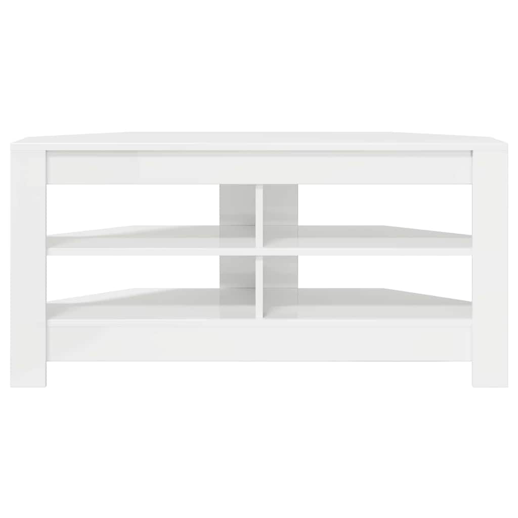 HjørneTVskab Højglans Hvid 102 x 40,5 x 45 cm Konstrueret træ