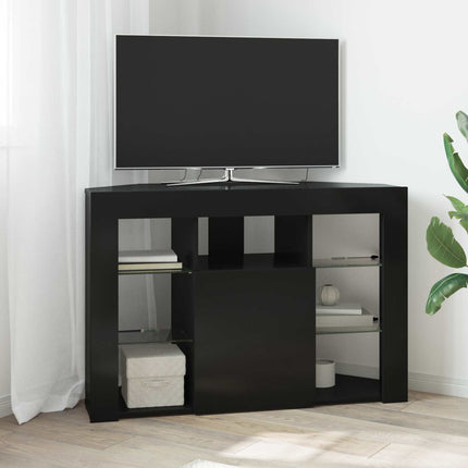 Hjørne LED TV Skab 100x40x68cm Sort Konstrueret træ