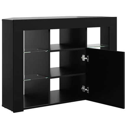 Hjørne LED TV Skab 100x40x68cm Sort Konstrueret træ
