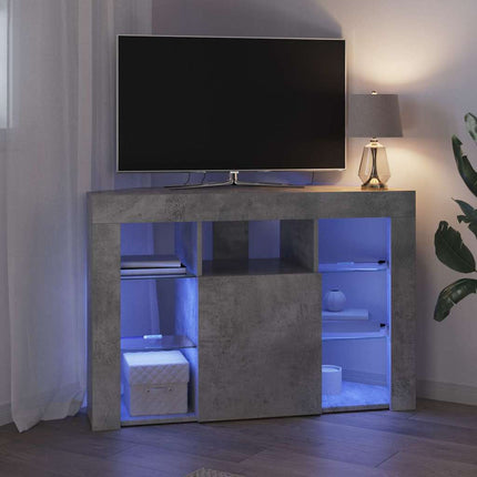 Hjørne LED TV Skab 100x40x68cm Beton Grå Konstrueret træ