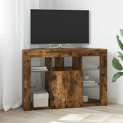 Hjørne LED TV Skab 100x40x68cm Røget eg Konstrueret træ