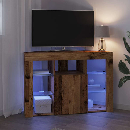 Hjørne LED TV Skab 100x40x68cm Gammelt træ Konstrueret træ
