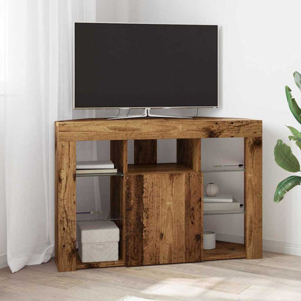 Hjørne LED TV Skab 100x40x68cm Gammelt træ Konstrueret træ