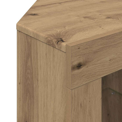 Hjørne LED TV Skab 100x40x68cm Artisan Egetræ Konstrueret træ
