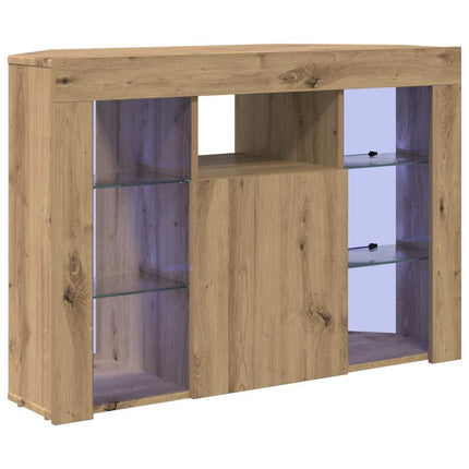 Hjørne LED TV Skab 100x40x68cm Artisan Egetræ Konstrueret træ