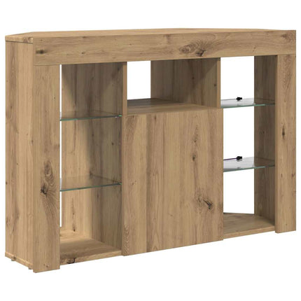 Hjørne LED TV Skab 100x40x68cm Artisan Egetræ Konstrueret træ